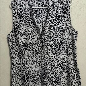 Elementz Black and White Patterned Sleeveless Blouse XL